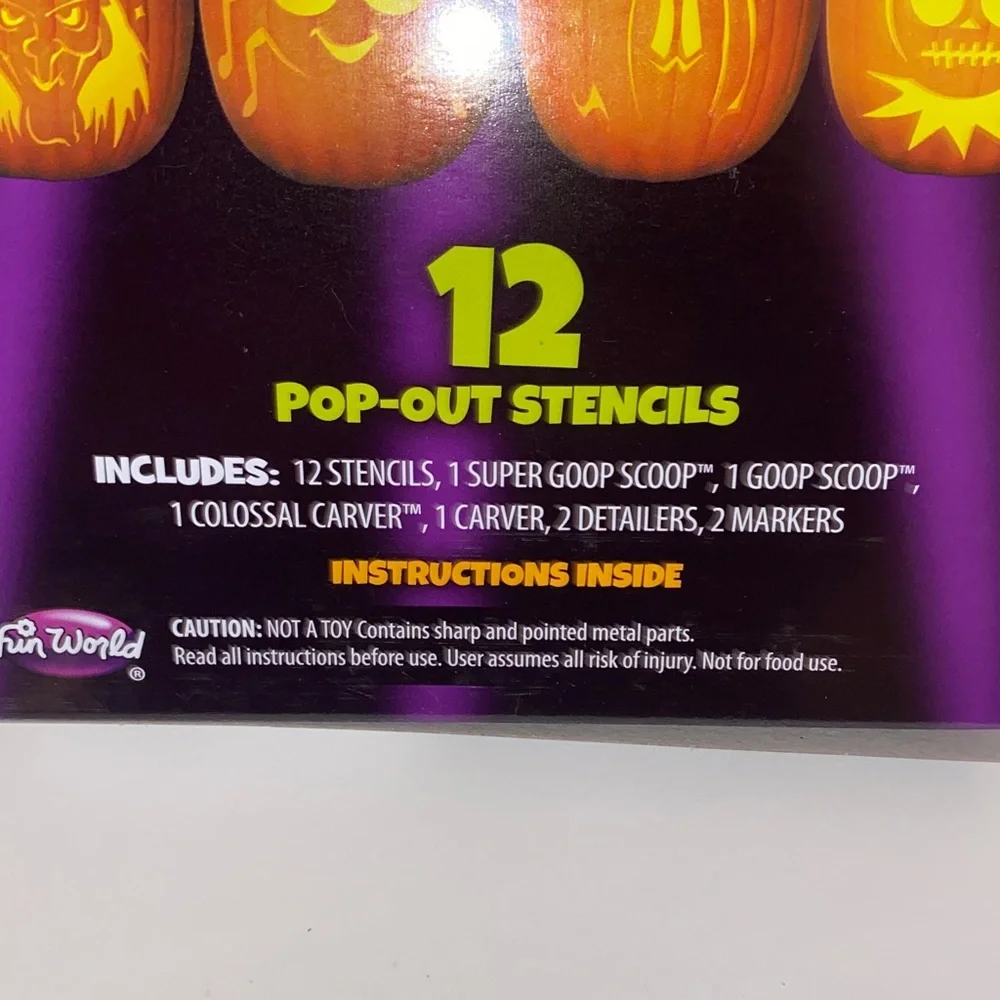 Lot of 4 Pumpkin Pro Family Fun Pumpkin Carving Kits with 12 Pop Up Stencils